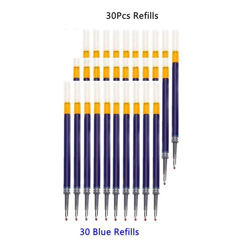 13/30pcs Retractable Gel Pens Set – Black, Red & Blue Ink Ballpoint Pens for School & Office Writing