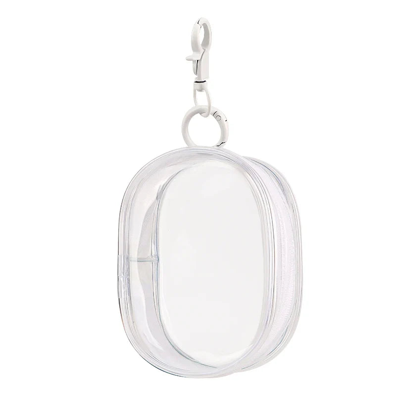 Portable Mini Clear Zipper Storage Bag With Keychain Makeup Brush Travel Cosmetics Organizer Case Cute Pvc Dustproof Bags Tool