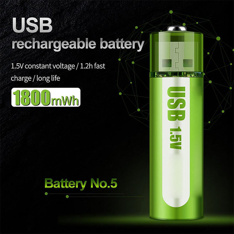 🔋💥Lithium AA Rechargeable Batteries with USB Port - Constant 1.5V Output, Long Lasting Power (1000+ Cycles)♻️