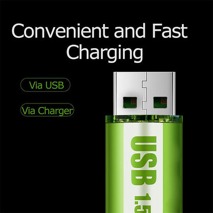 🔋💥Lithium AA Rechargeable Batteries with USB Port - Constant 1.5V Output, Long Lasting Power (1000+ Cycles)♻️