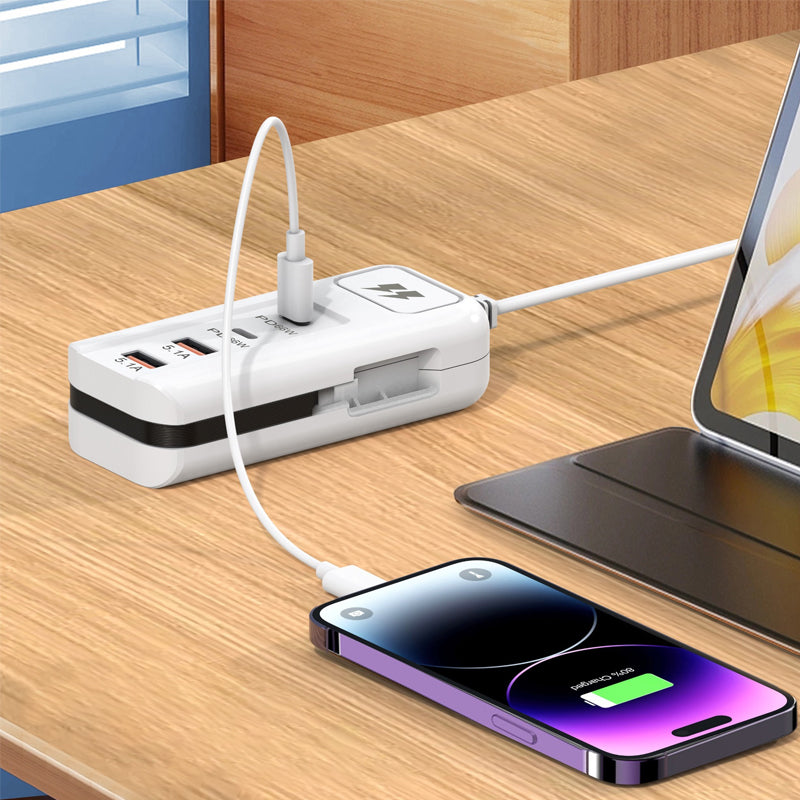 ⚡2026 Hot New Arrivals – Multi-Function Fast Charger 2PD + 2USB! 🔌📱 66W, Built-in Type-C Cable, Safely Charges 4 Devices Simultaneously