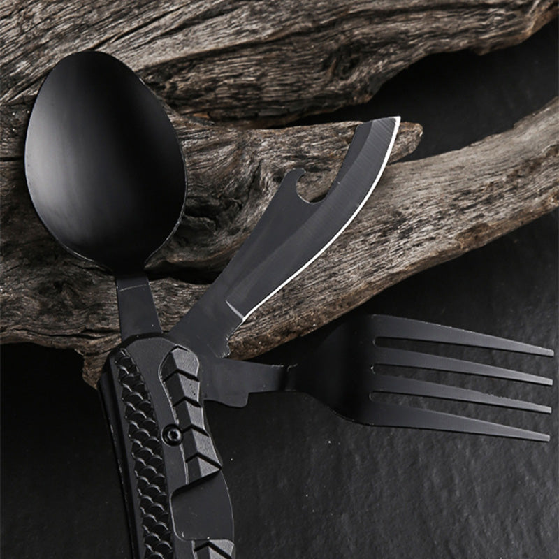 🍴 UP TO 50% OFF! ✨ 4-in-1 Folding Tableware Set – Compact, Stainless Steel, Multi-Tool ⛰️