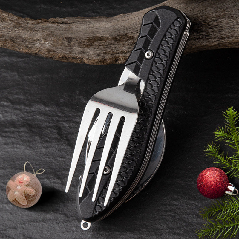 🍴 UP TO 50% OFF! ✨ 4-in-1 Folding Tableware Set – Compact, Stainless Steel, Multi-Tool ⛰️